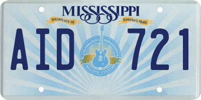 MS license plate AID721