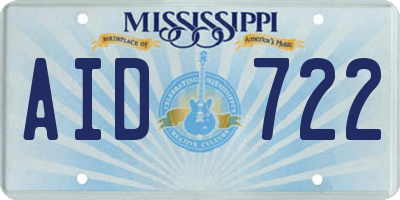 MS license plate AID722