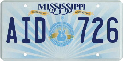 MS license plate AID726