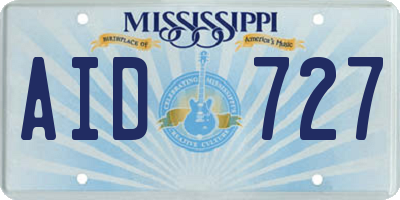 MS license plate AID727