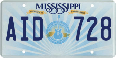 MS license plate AID728