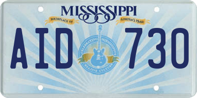 MS license plate AID730
