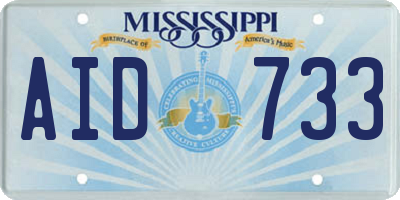 MS license plate AID733