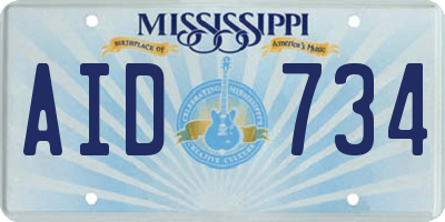 MS license plate AID734