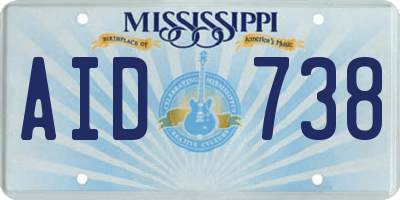 MS license plate AID738