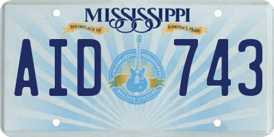 MS license plate AID743