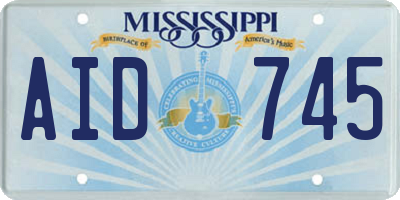 MS license plate AID745