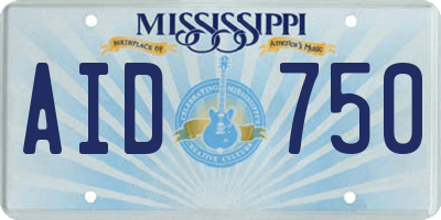MS license plate AID750