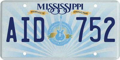 MS license plate AID752