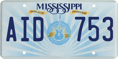 MS license plate AID753