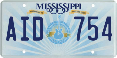 MS license plate AID754