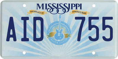 MS license plate AID755