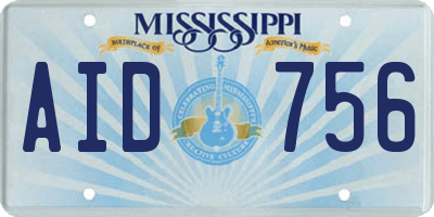 MS license plate AID756