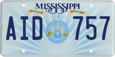MS license plate AID757