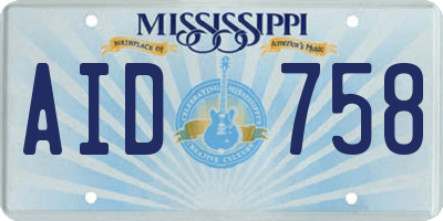 MS license plate AID758