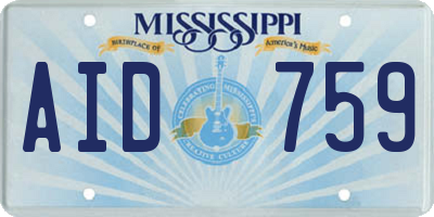 MS license plate AID759