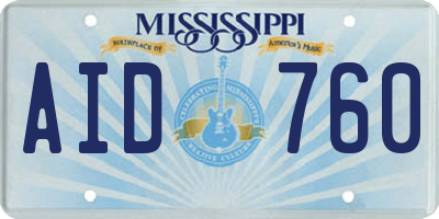 MS license plate AID760