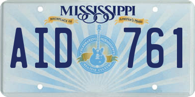 MS license plate AID761