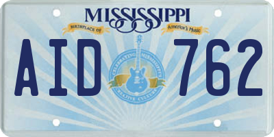 MS license plate AID762