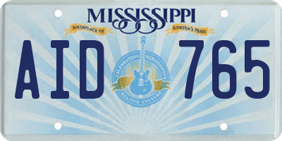 MS license plate AID765
