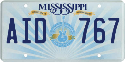 MS license plate AID767