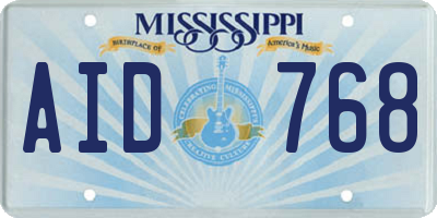 MS license plate AID768