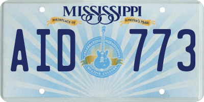 MS license plate AID773