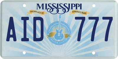 MS license plate AID777