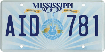 MS license plate AID781