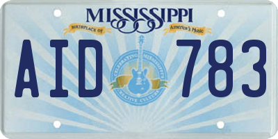 MS license plate AID783