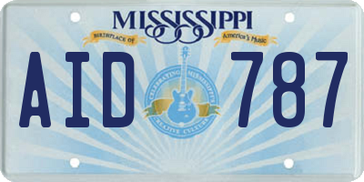 MS license plate AID787
