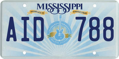 MS license plate AID788