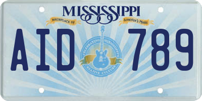 MS license plate AID789