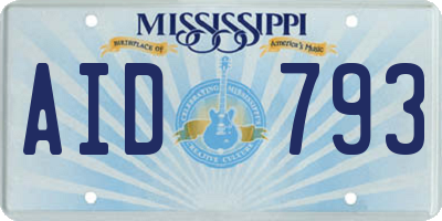MS license plate AID793