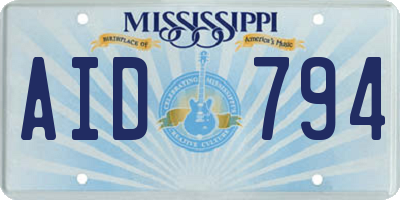 MS license plate AID794