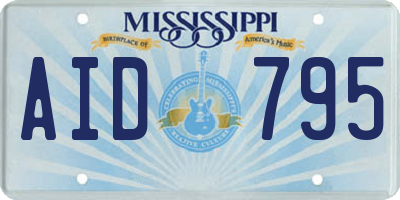 MS license plate AID795