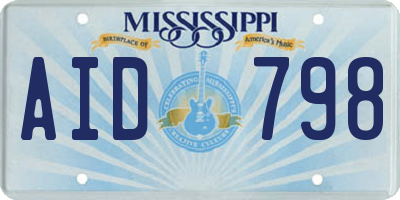 MS license plate AID798