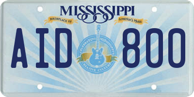 MS license plate AID800