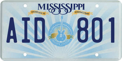 MS license plate AID801