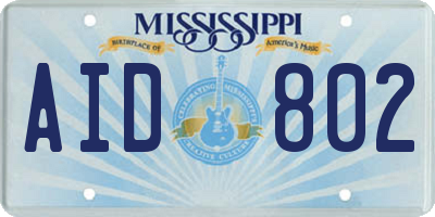 MS license plate AID802