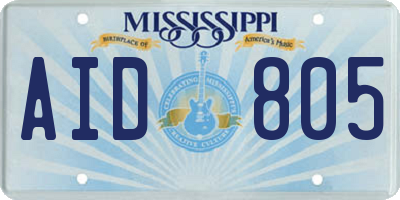 MS license plate AID805