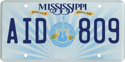 MS license plate AID809