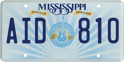 MS license plate AID810