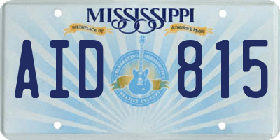 MS license plate AID815