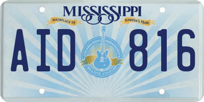 MS license plate AID816