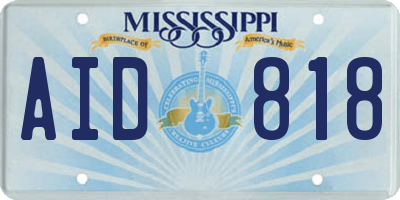 MS license plate AID818