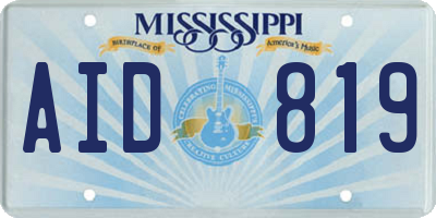 MS license plate AID819