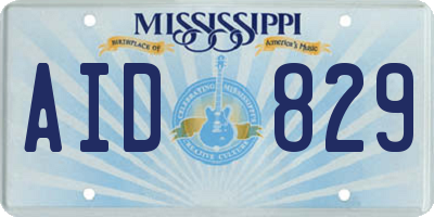 MS license plate AID829