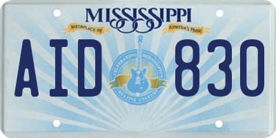 MS license plate AID830