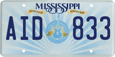 MS license plate AID833
